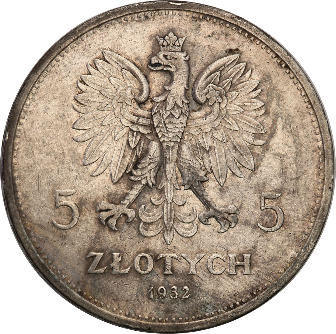 II RP. 5 złotych 1932 Nike NGC AU53 Najrzadsza moneta obiegowa II RP